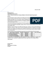 Subject: Industrial Attachment Training of Diploma in Electrical Engineering Program