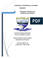 Programa Analítico - Auditoría de Gestión 