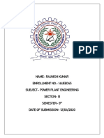 Name-Rajnish Kumar Enrollment No. - 16uee045 Subject - Power Plant Engineering Section - B Semester - 8 DATE OF SUBMISSION - 12/04/2020