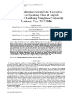 Students' Preferences Toward Oral Corrective Feedback in Speaking Class at English Department of Lambung Mangkurat University Academic Year 2015/2016