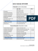 Academic Calendar 2019-2020: First Semester (June To November)