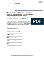 Meaning in Life and Depressive Symptoms A Person Oriented Approach in Residential and Community Dwelling Older Adults