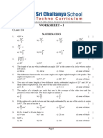 Worksheet - I: C: C4 Mathematics