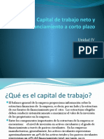 Capital de Trabajo Neto y Financiamiento A Corto