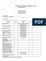 Checklist On Documentary and Signature Requiremnts For The Annual Budget