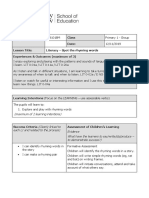 Lesson Plan - Phase 1 Student: Class Date: Lesson Title: Literacy - Spot The Rhyming Words Experiences & Outcomes (Maximum of 3)