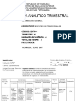 Programa Analitico Especies No Tradicionales