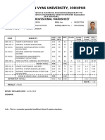 Jai Narain Vyas University, Jodhpur: Provisional Marksheet