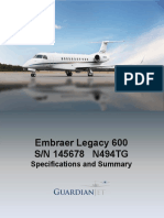 Legacy 600 sn145678 Spec