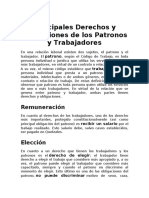 Principales Derechos y Obligaciones de Los Patronos y Trabajadores