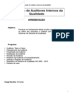 Apostila Auditores Internos Da Qualidade Global ISO 9001 - 2015