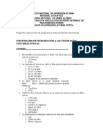 Cuestionario de Introducción A Las Tecnologías Con Fibras Ópticas