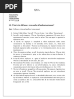 Submitted by Akhil Babu 18DBLBT002 4, LLB: Q1. What Is The Difference Between Layoff and Retrenchment? Ans