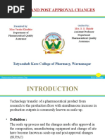 Scale Up and Post Approval Changes: Tatyasaheb Kore College of Pharmacy, Warnanagar