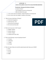 Questionnaries On Knowledge Regarding Selected Disaster Preparedness I. Knowledge Regarding Introduction, Meaning and Incidences of Disaster