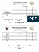 Student Clearance Form: Punta Mesa Elementary School