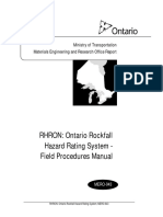 RHRON: Ontario Rockfall Hazard Rating System - Field Procedures Manual