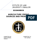 Institute of Law Jiwaji University Gwalior: Agriculture Credit Sources and Problems