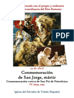 23 de Abril. Conmemoración San Jorge, Mártir. Propio y Ordinario de La Misa