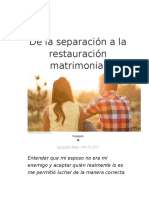 De La Separación A La Restauración Matrimonial