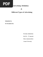 Advertising Definition & Different Types of Advertising: Submitted To: DR Paromita Das