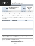 Higher National Assessment: Analytical & Computational Methods of