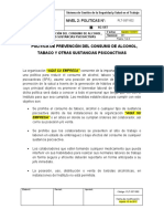 PLT-SST-002 Política de Prevención Del Consumo de Alcohol, Tabaco y Otras Sustancias Psicoactivas