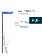 Pak. Studies: Assignment No. 3