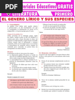 El Género Lírico y Sus Especies para Primer Grado de Secundaria