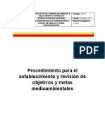 Procedimiento para El Establecimiento y Revisión de Objetivos y Metas Medioambientales