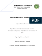 Data Collection Through Questionnaire MBA