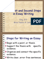 The First and Second Steps in Essay Writing