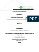 Cuestionario Segunda Evaluacion de Introduccion A La Economía