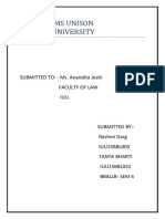 Ims Unison University: SUBMITTED TO: - Ms. Anandita Joshi Faculty of Law Iuu