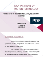 Vignan Institute of Information Technology: Topic: Role of Business Research, Qualitative Research