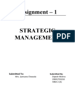 Assignment - 1 Strategic Management: Submitted To