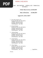 Before The Securities Appellate Tribunal Mumbai: Order Reserved On: 25.06.2019