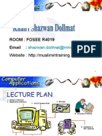 Room: Fosee R4019 Email:: Shazwan - Dollmat@mmu - Edu.my