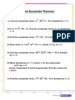 Remainder Theorem Worksheet