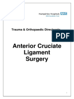 Anterior Cruciate Ligament Surgery: Trauma & Orthopaedic Directorate