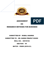 Assignment ON Research Methods For Business