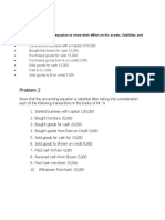 Problem 1: Use The Accounting Equation To Show Their Effect On His Assets, Liabilities and Capital