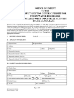 Notice of Intent To Use Multi-Sector Generic Permit For Stormwater Discharge Associated With Industrial Activity