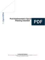 Post-Implementation Operations Planning Checklist