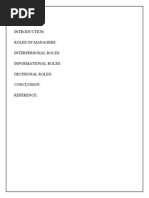 Index Roles of Managers: Interpersonal Roles: Informational Roles: Decisional Roles: Conclusion: Reference