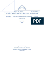 Actividad Integradora. Funciones de Las Partes Procesales en Audiencia