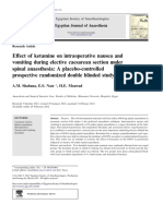 Effect of Ketamine On Intraoperative Nausea and Vomiting During Elective Caesarean Section Under Spinal Anaesthesia PDF