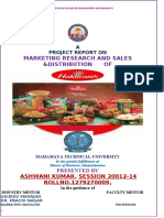 Marketing Research and Sales &distribution Of: A Project Report On