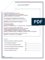 Pronoms en Et y Explication Résumée Et Exercices de Fixation