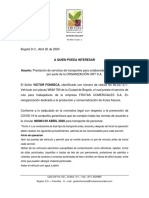 Carta de Permiso para Conductores Rutas